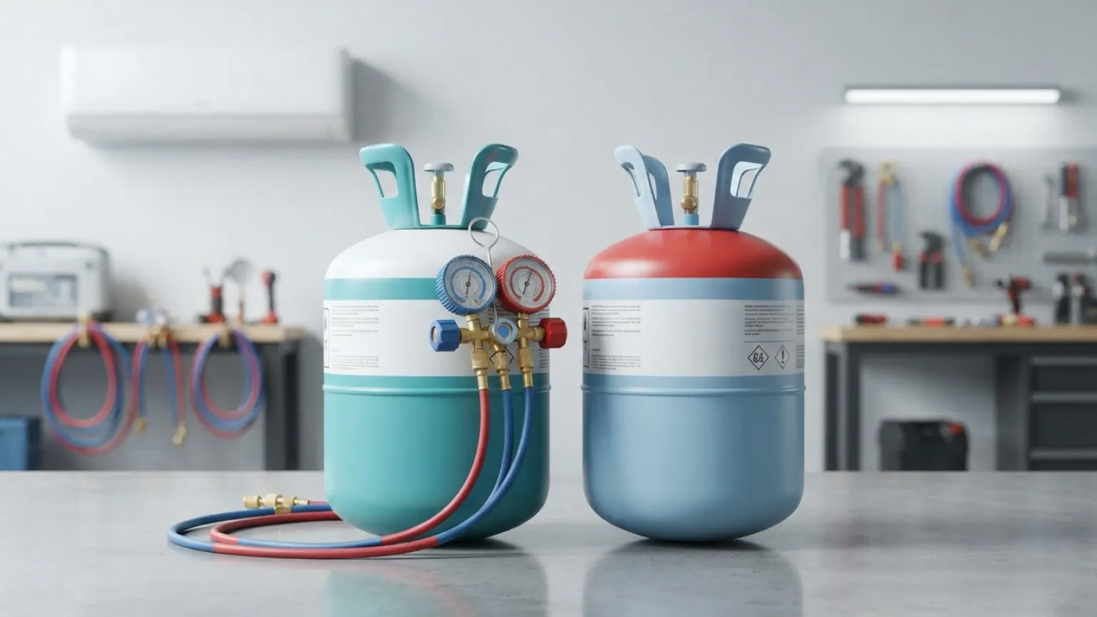 R410a and R32 refrigerant gas cylinders for modern split AC in Bihar