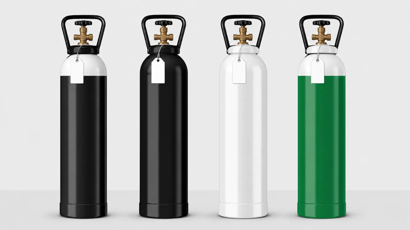 Medical oxygen cylinder colour coding black and white