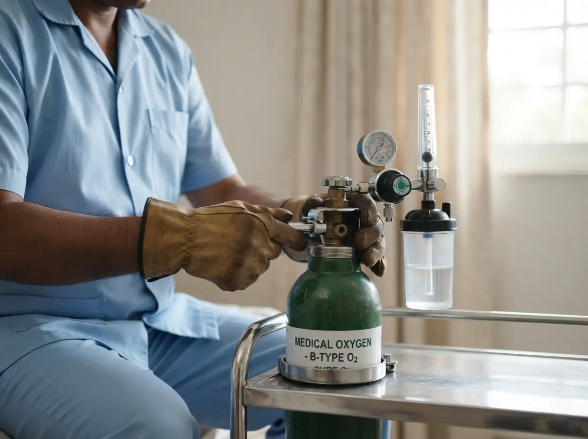 Medical regulator pin-index fitting must match the valve Pin-index medical oxygen regulator fitted to B-type cylinder valve