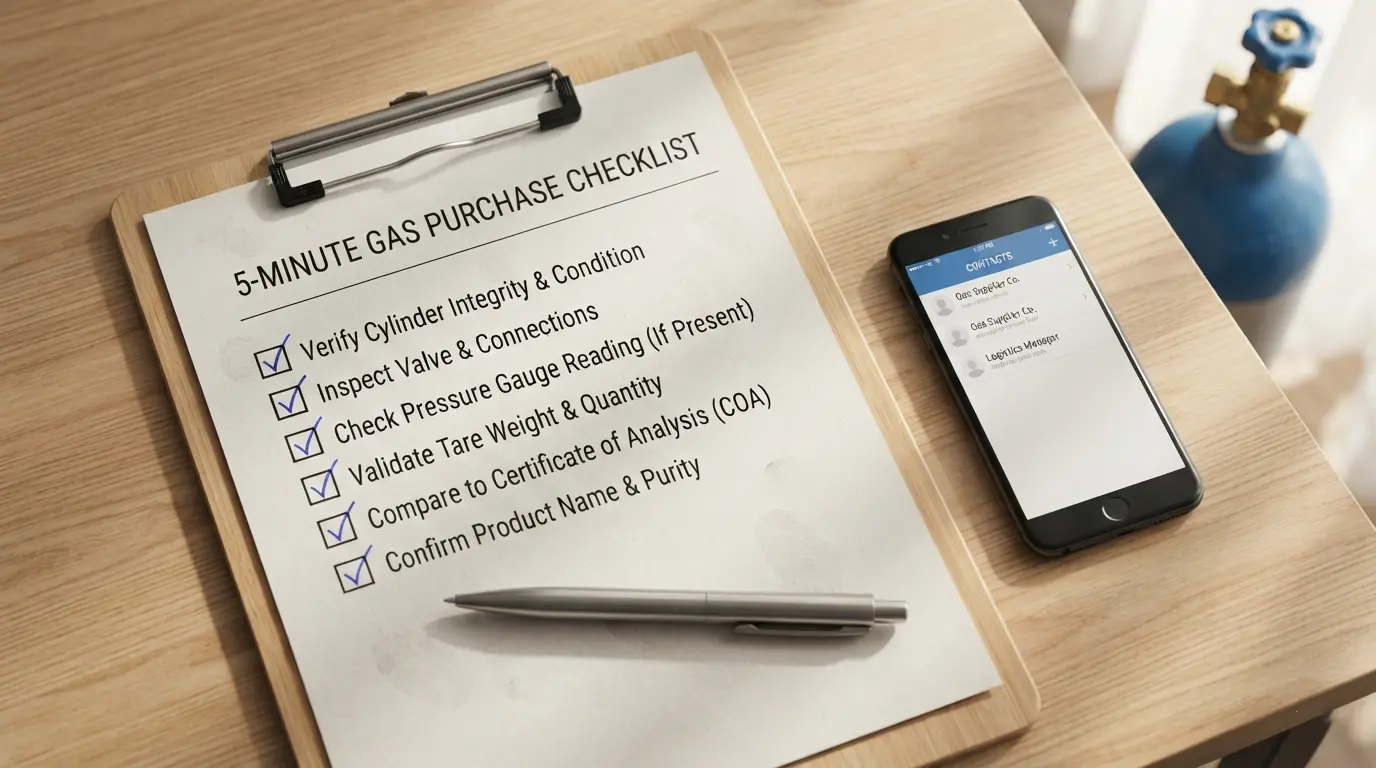 Gas purchase checklist printable buyer guide for cylinder inspection