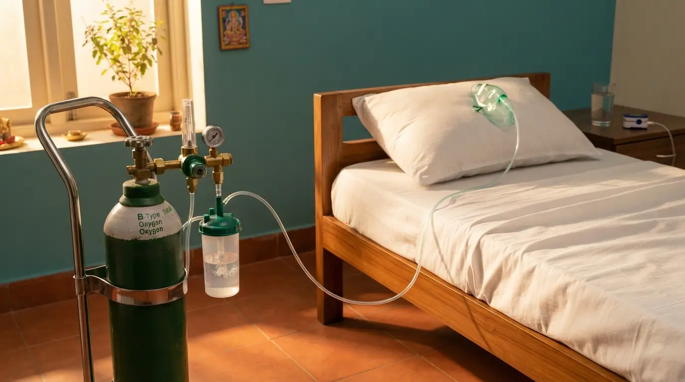 Step by step medical oxygen cylinder setup with regulator humidifier and mask